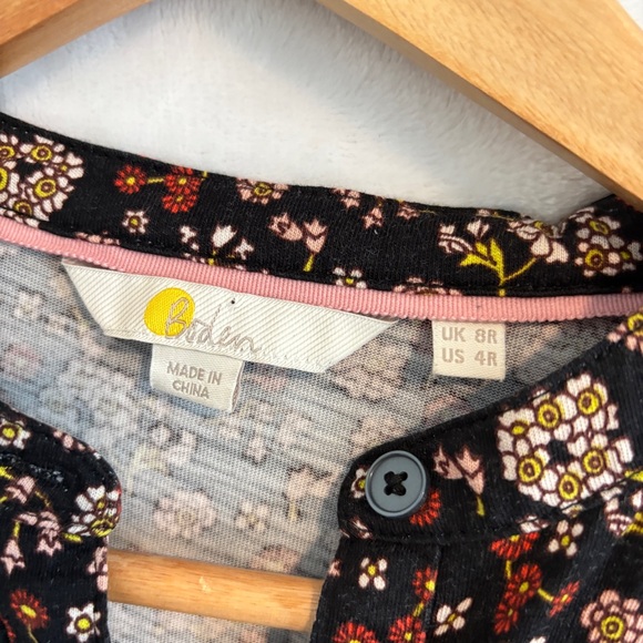 Boden‎ Black Floral jersey mini Dress 4 - Picture 3 of 10